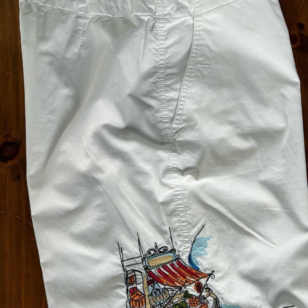 CHICOs White Embroidered Pants, size 10. - Picture 9 of 15